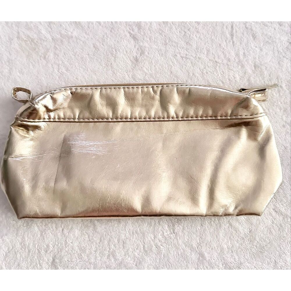 White gold Clarins cosmetic zip up bag - Picture 5 of 8